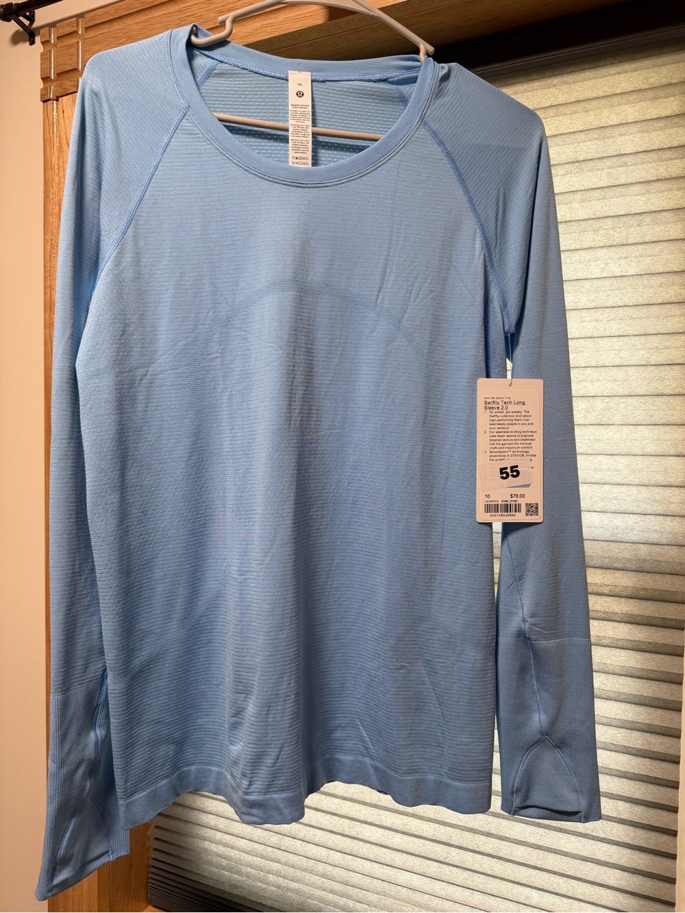 Swiftly Tech Long Sleeve 2.0 Hip Length Sinatra Blue NWT